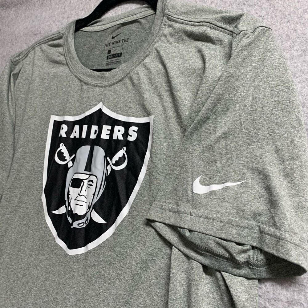 The Nike tee shirt mens large raiders football gray athletic dri fit - Picture 6 of 8
